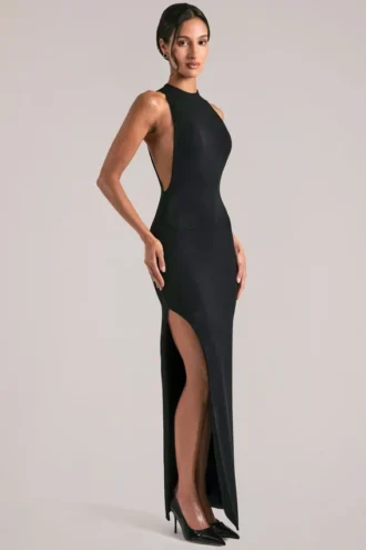 Robe longue sans manches Mayda en noir
