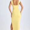 Robe longue Sloane en modal à encolure plongeante et fente sur la cuisse, couleur Lemon Sherbet Robe longue Sloane en modal à encolure plongeante et fente sur la cuisse, couleur Lemon Sherbet