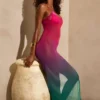 Robe longue transparente Sorbetto, vert multicolore Robe longue transparente Sorbetto, vert multicolore