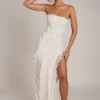 Robe longue à volants et bandeau Nevali, couleur ivoire Robe longue à volants et bandeau Nevali, couleur ivoire