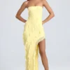 Robe longue à volants et bandeau Nevali, couleur sorbet citron Robe longue à volants et bandeau Nevali, couleur sorbet citron