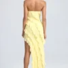 Robe longue à volants et bandeau Nevali, couleur sorbet citron Robe longue à volants et bandeau Nevali, couleur sorbet citron
