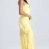 Robe longue à volants et bandeau Nevali, couleur sorbet citron Robe longue à volants et bandeau Nevali, couleur sorbet citron