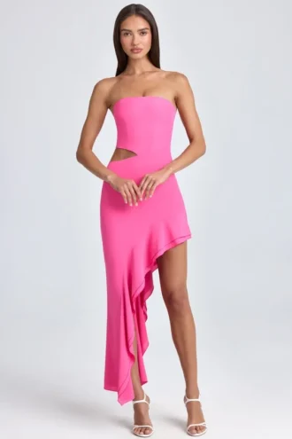 Robe longue à volants et découpes Acelynn en rose Lollipop