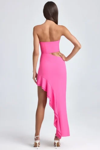 Robe longue à volants et découpes Acelynn en rose Lollipop