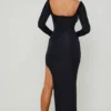 Robe longue à volants et découpes Matilda, en noir Robe longue à volants et découpes Matilda, en noir