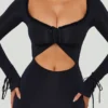 Robe longue à volants et découpes Matilda, en noir Robe longue à volants et découpes Matilda, en noir