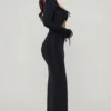 Robe longue à volants et découpes Matilda, en noir Robe longue à volants et découpes Matilda, en noir