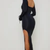 Robe longue à volants et découpes Matilda, en noir Robe longue à volants et découpes Matilda, en noir