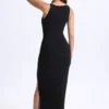 Robe longue Zora en modal à décolleté plongeant et découpes, couleur noir Robe longue Zora en modal à décolleté plongeant et découpes, couleur noir