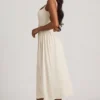 Robe mi-longue A-line en modal Aireen, couleur ivoire Robe mi-longue A-line en modal Aireen, couleur ivoire