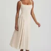 Robe mi-longue A-line en modal Aireen, couleur ivoire Robe mi-longue A-line en modal Aireen, couleur ivoire