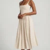 Robe mi-longue A-line en modal Aireen, couleur ivoire Robe mi-longue A-line en modal Aireen, couleur ivoire