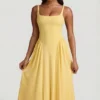 Robe mi-longue A-line en modal Aireen, jaune pastel Robe mi-longue A-line en modal Aireen, jaune pastel