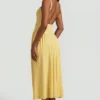 Robe mi-longue A-line en modal Aireen, jaune pastel Robe mi-longue A-line en modal Aireen, jaune pastel