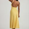 Robe mi-longue A-line en modal Aireen, jaune pastel Robe mi-longue A-line en modal Aireen, jaune pastel