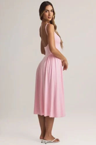 Robe mi-longue A-line en modal Aireen, rose pastel