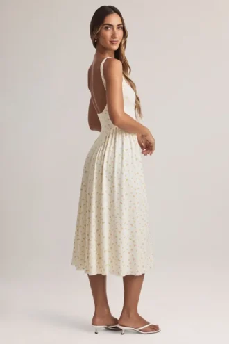 Robe mi-longue A-line en modal à imprimé floral Aireen