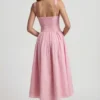 Robe mi-longue A-line à nœud en broderie anglaise Saidey, rose pâle Robe mi-longue A-line à nœud en broderie anglaise Saidey, rose pâle