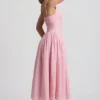 Robe mi-longue A-line à nœud en broderie anglaise Saidey, rose pâle Robe mi-longue A-line à nœud en broderie anglaise Saidey, rose pâle