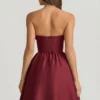 Robe mi-longue bustier à corset Gabrielle, couleur rouge vin Robe mi-longue bustier à corset Gabrielle, couleur rouge vin