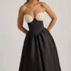 Robe mi-longue bustier Gabrielle en noir Robe mi-longue bustier Gabrielle en noir