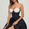 Robe mi-longue bustier Gabrielle en noir Robe mi-longue bustier Gabrielle en noir