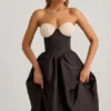 Robe mi-longue bustier Gabrielle en noir Robe mi-longue bustier Gabrielle en noir