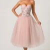 Robe mi-longue à corset en tulle Cindy, couleur rose poudré Robe mi-longue à corset en tulle Cindy, couleur rose poudré