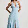 Robe mi-longue à dos nu Elonia à imprimé floral bleu Robe mi-longue à dos nu Elonia à imprimé floral bleu