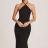 Robe mi-longue à dos nu en modal Karissa, noire Robe mi-longue à dos nu en modal Karissa, noire