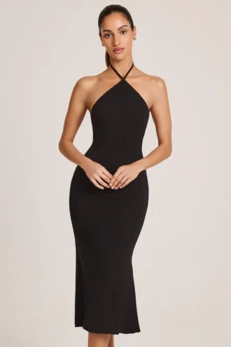 Robe mi-longue à dos nu en modal Karissa, noire