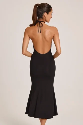Robe mi-longue à dos nu en modal Karissa, noire