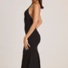 Robe mi-longue à dos nu en modal Karissa, noire Robe mi-longue à dos nu en modal Karissa, noire