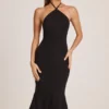 Robe mi-longue à dos nu en modal Karissa, noire Robe mi-longue à dos nu en modal Karissa, noire