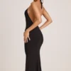 Robe mi-longue à dos nu en modal Karissa, noire Robe mi-longue à dos nu en modal Karissa, noire