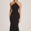 Robe mi-longue à dos nu en modal Karissa, noire Robe mi-longue à dos nu en modal Karissa, noire