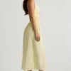Robe mi-longue dos nu en popeline de coton Aeris, jaune citron Robe mi-longue dos nu en popeline de coton Aeris, jaune citron