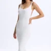 Robe mi-longue à dos nu et décolleté plongeant Lois en modal blanc Robe mi-longue à dos nu et décolleté plongeant Lois en modal blanc