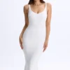 Robe mi-longue à dos nu et décolleté plongeant Lois en modal blanc Robe mi-longue à dos nu et décolleté plongeant Lois en modal blanc