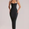 Robe mi-longue à dos nu Landen en noir