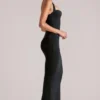 Robe mi-longue à dos nu Landen en noir