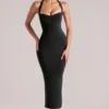 Robe mi-longue à dos nu Landen en noir