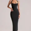 Robe mi-longue à dos nu Landen en noir