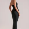 Robe mi-longue à dos nu Landen en noir