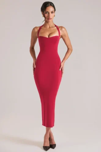 Robe mi-longue à dos nu Landen en rouge cerise Robe mi-longue à dos nu Landen en rouge cerise