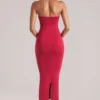 Robe mi-longue à dos nu Landen en rouge cerise