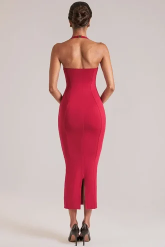Robe mi-longue à dos nu Landen en rouge cerise Robe mi-longue à dos nu Landen en rouge cerise