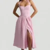 Robe mi-longue à dos nu Orlena avec boutons, rose pâle Robe mi-longue à dos nu Orlena avec boutons, rose pâle