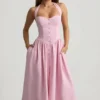 Robe mi-longue à dos nu Orlena avec boutons, rose pâle Robe mi-longue à dos nu Orlena avec boutons, rose pâle